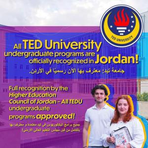 TED University’s Undergraduate Programs Approved by the Higher Education Council of Jordan